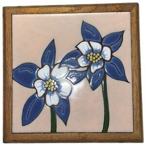 Vintage 1983 Fiesta Tiles Phoenix, Arizona Purple Columbine Flowers Trivet